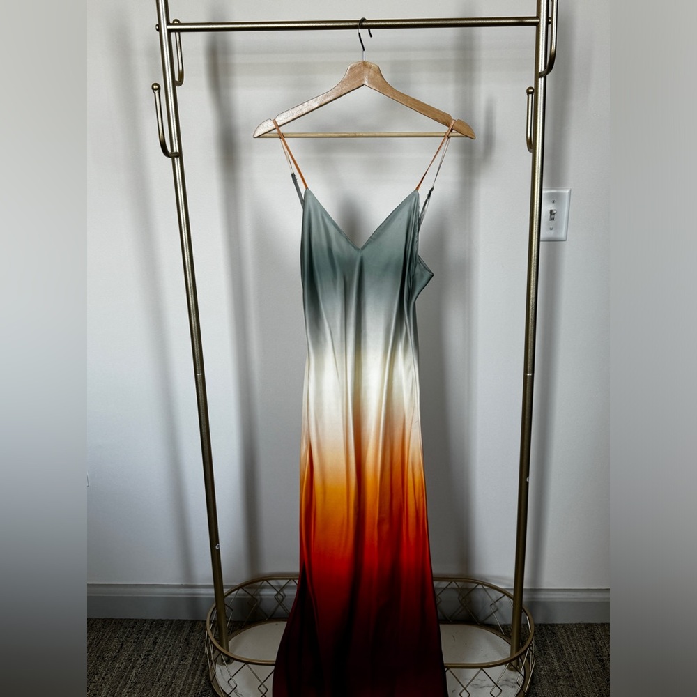 Fe Noel Bella Ombré Satin Midi Slip Dress